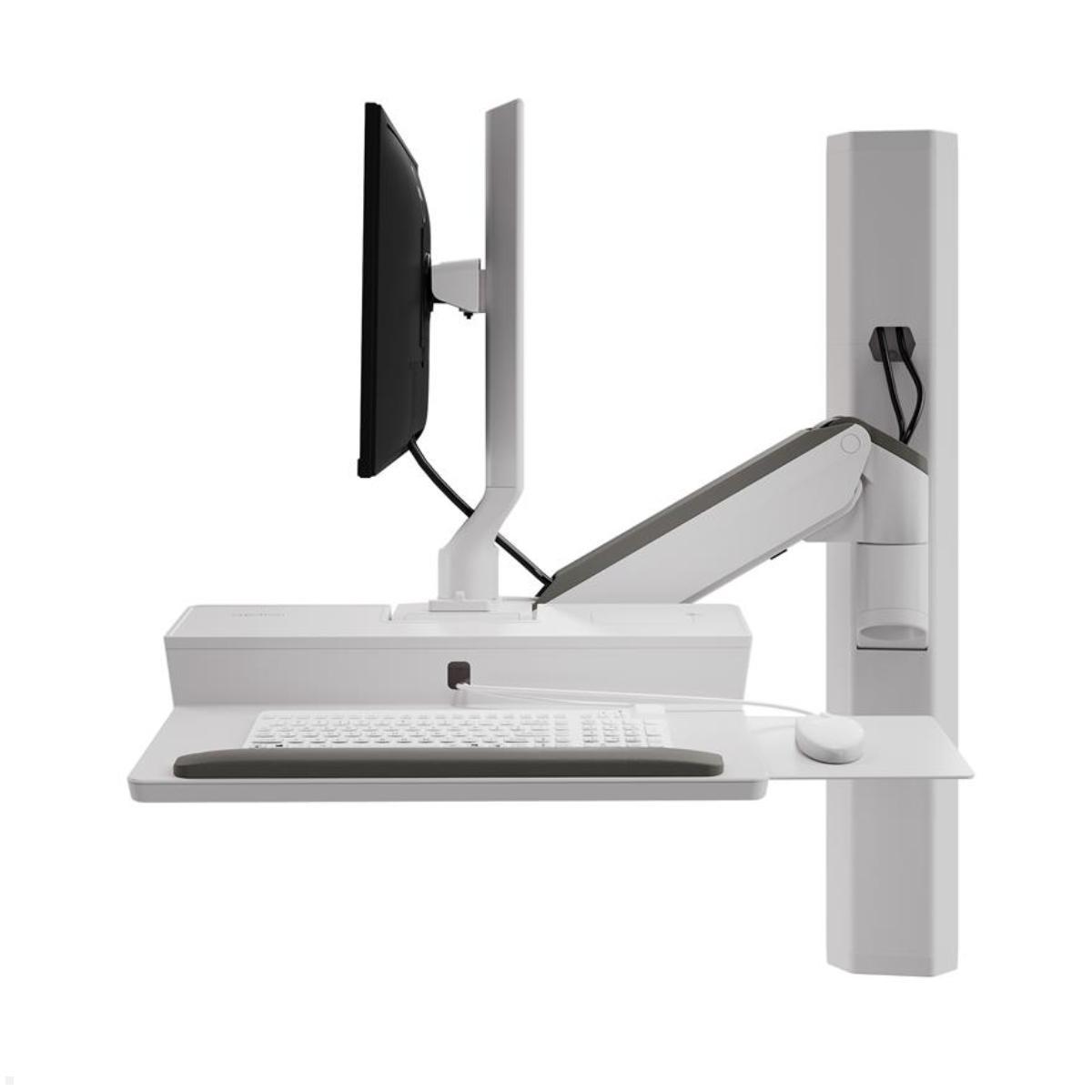 Ergotron CareFit Combo höhenverstellbarer Wandarbeitsplatz mit Tastaturablage, weiß (45-720-251), ergonomischer Arbeitsplatz Klinik