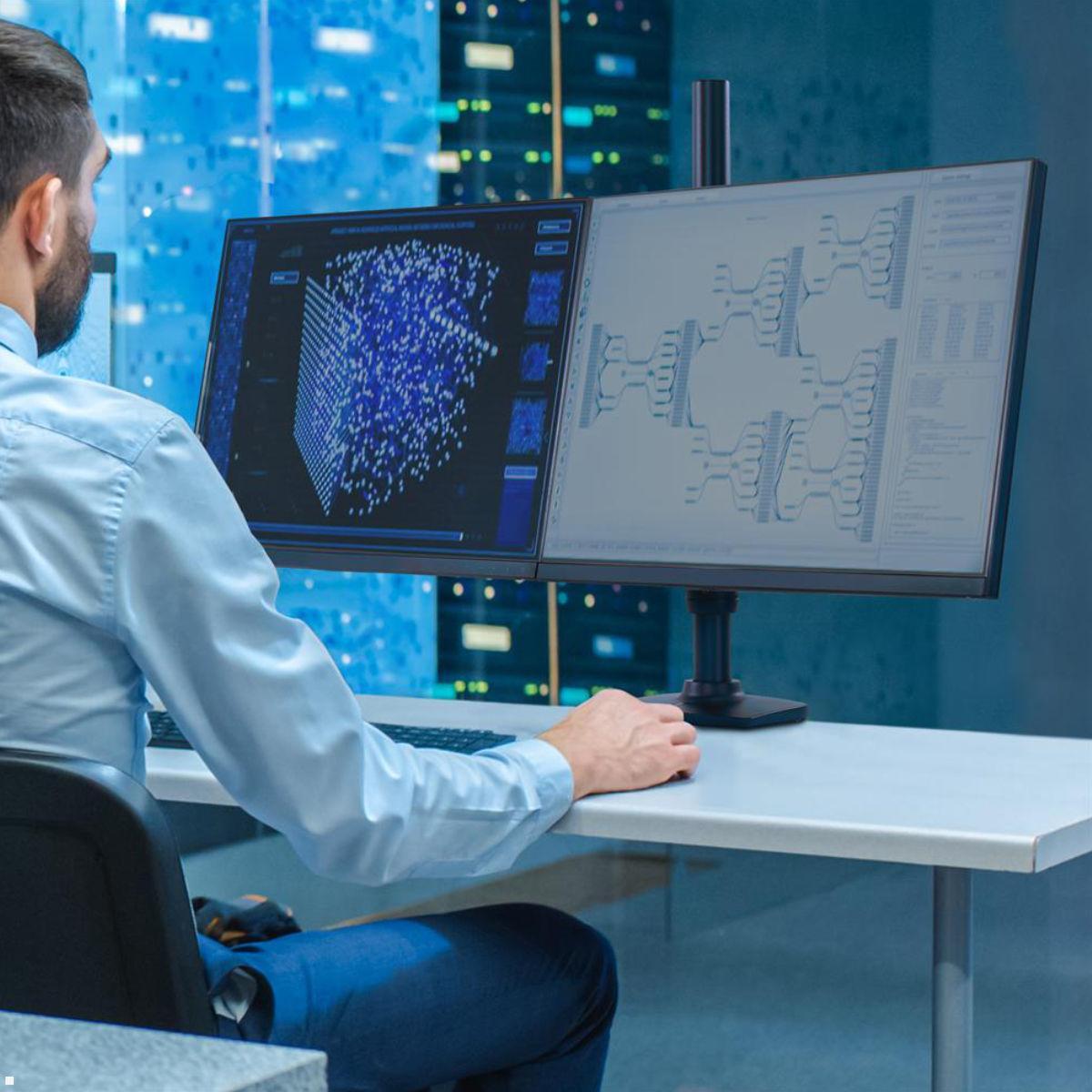 Ergotron LX Dual Monitor Tischhalterung 40 Zoll, schwarz (45-509-224), Anwendungsbeispiel Ergotron LX Dual Monitor Tischhalterung 40 Zoll, schwarz (45-509-224), Anwendungsbeispiel