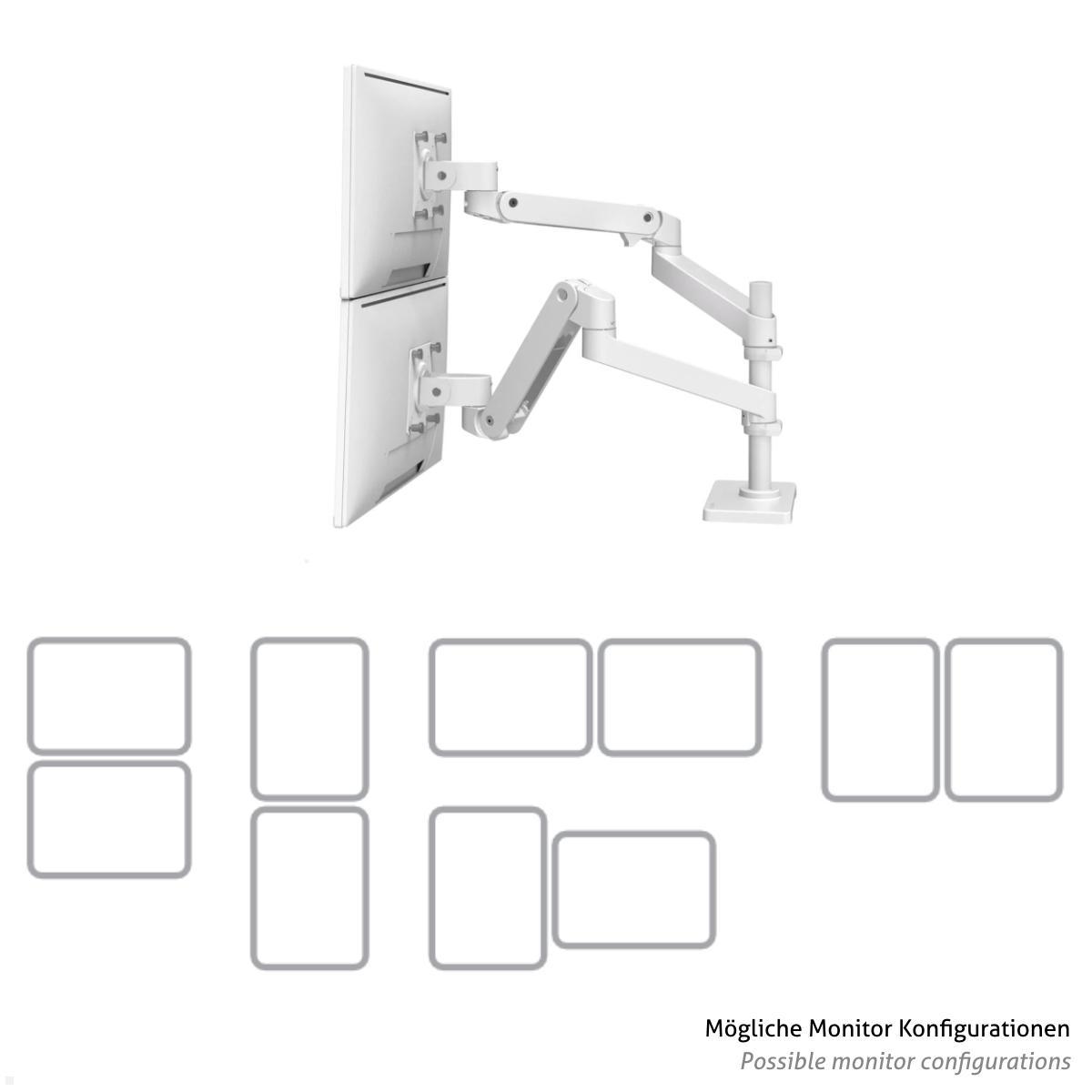 Ergotron LX Pro Dual Monitor Tischhalterung mit hoher Säule (45-690-290), weiß, Bildschirm konfigurationen