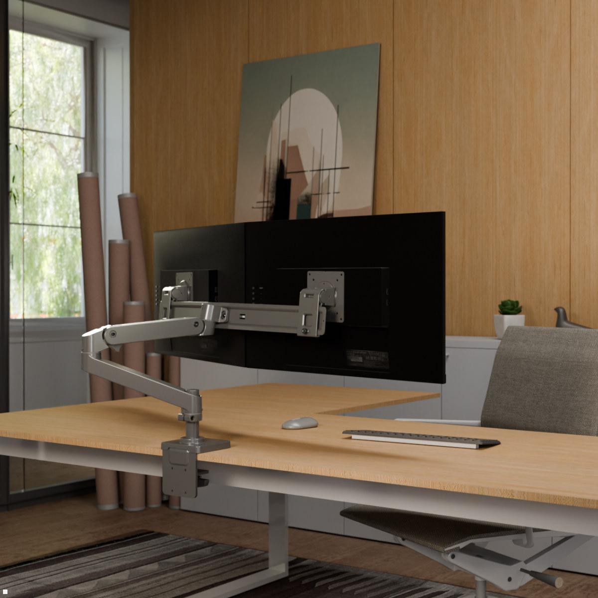 Ergotron LX Pro dual Monitor Tischhalterung bis 27 Zoll (45-684-293), grau, Büro Anwendung