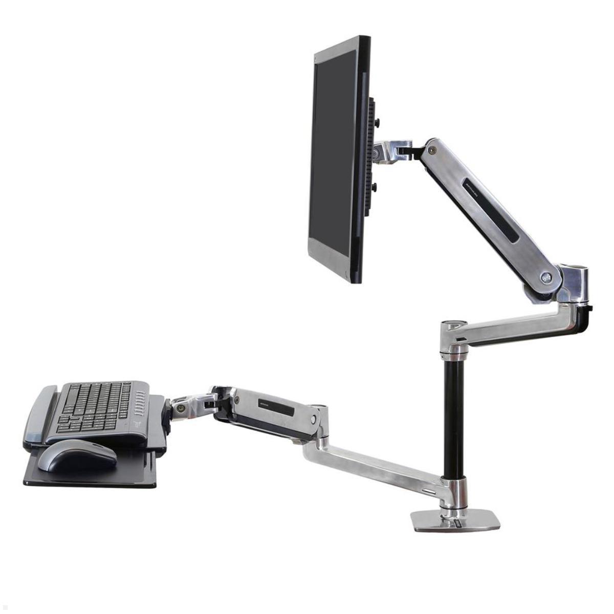 Ergotron WorkFit-LX Steh-Sitz Arbeitsplatz Monitorhalterung mit Tastaturablage (45-405-026), Steh-Sitz Arbeitsplatz