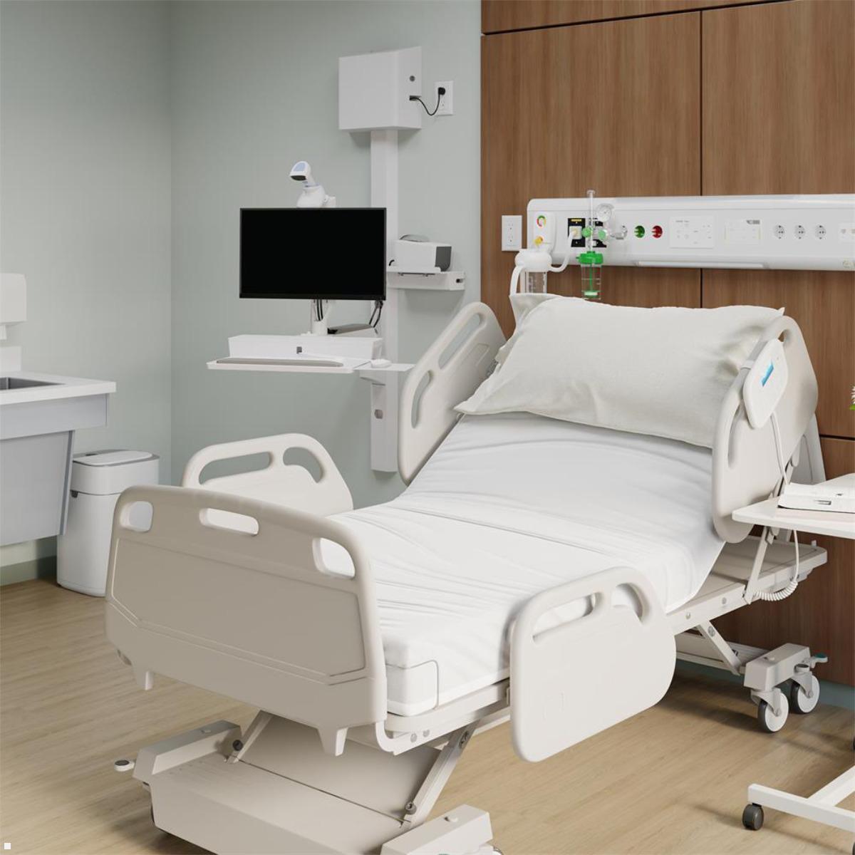 Ergotron CareFit Combo höhenverstellbarer Wandarbeitsplatz mit Tastaturablage, weiß (45-720-251), Schwenkarm Behandlungsraum