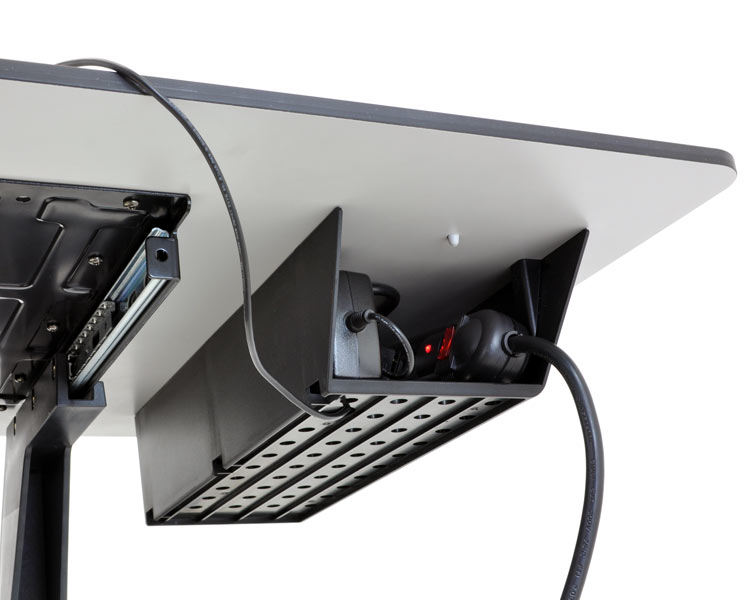 Ergotron TeachWell Steh Sitz Tisch mit Ablage und Rollen (24-220-055), Deatils Ergotron TeachWell Steh Sitz Tisch mit Ablage und Rollen (24-220-055), Deatils