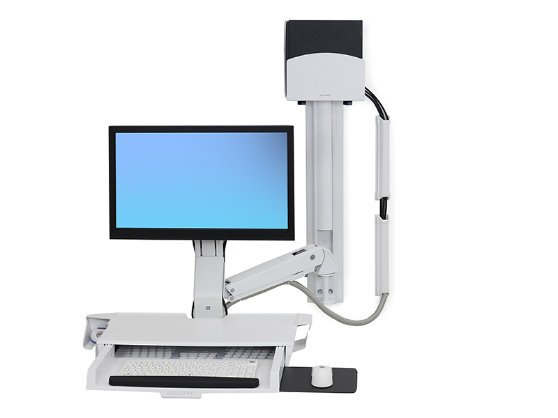 Ergotron StyleView Sit-Stand Combo Wandhalterung mit Ablage und CPU-Halter small (45-272-216), weiß