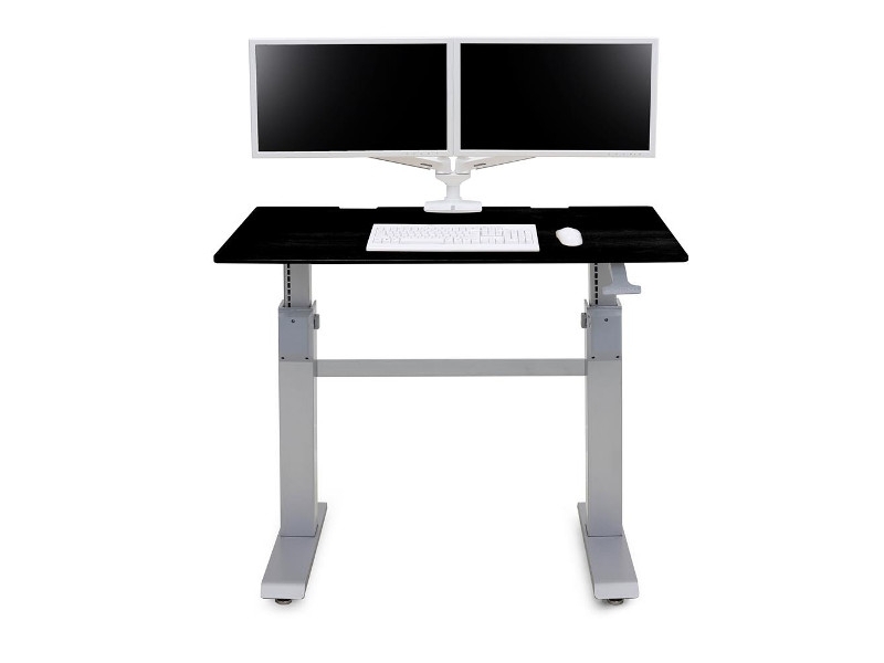 Ergotron WorkFit-DL 48 mobiler Steh-Sitz-Arbeitsplatz schwarz mit Monitorhalterung