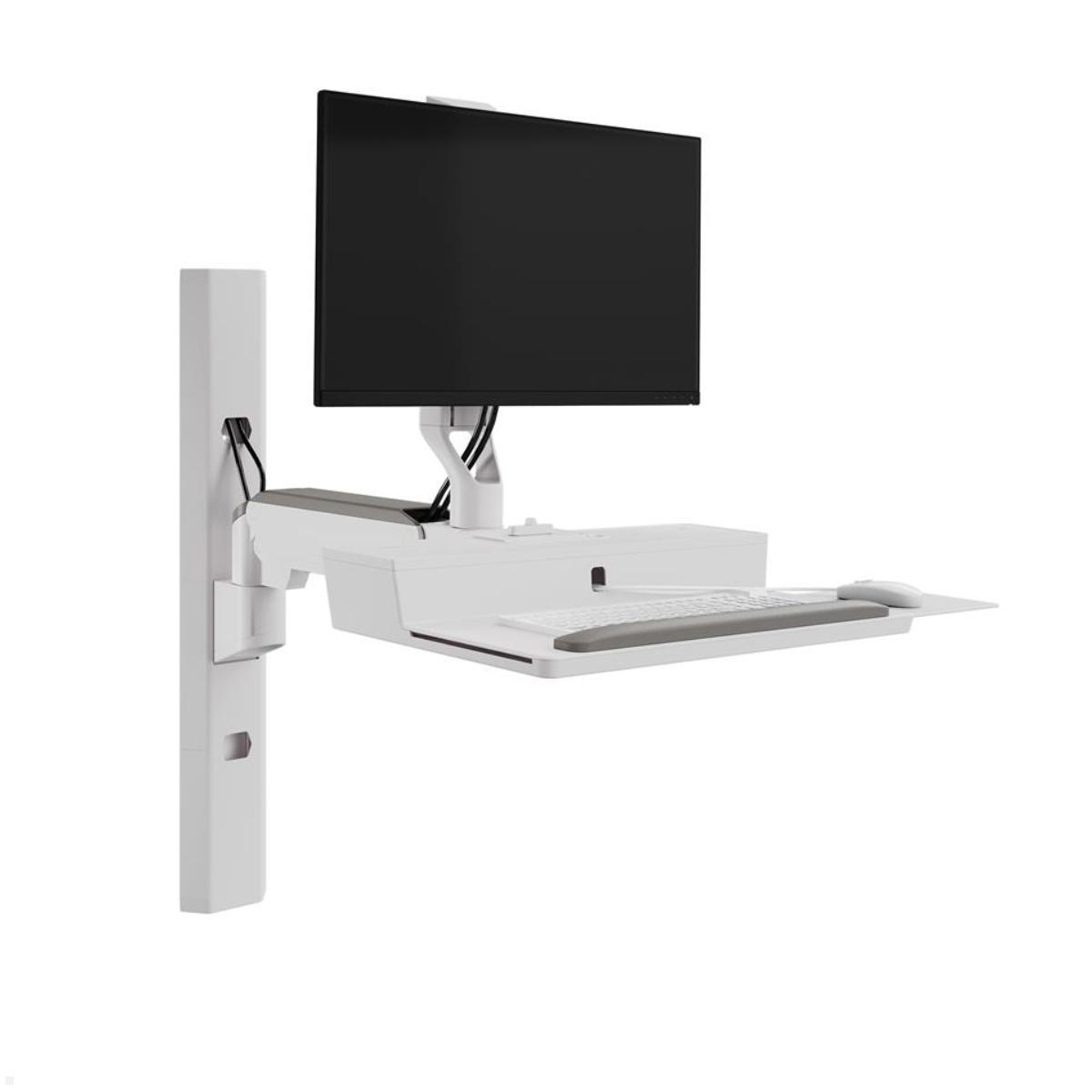 Ergotron CareFit Combo höhenverstellbarer Wandarbeitsplatz mit Tastaturablage, weiß (45-720-251), Wandarbeitsstation Gesundheitswesen