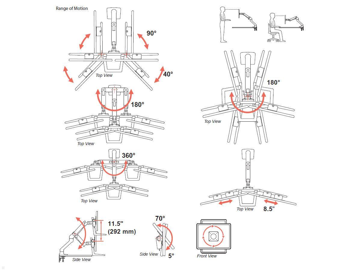 Ergotron HX Arm Dual Monitor Tischhalterung, schwarz (45-476-224), Funktionen Ergotron HX Arm Dual Monitor Tischhalterung, schwarz (45-476-224), Funktionen