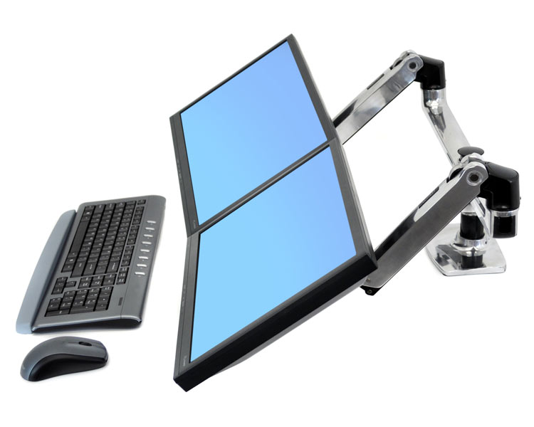 Ergotron LX Dual Tischhalterung für 2 Monitore nebeneinander (45-245-026) neigbar