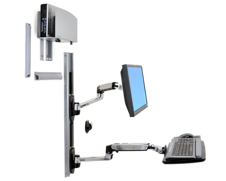 Ergotron 45-247-026 LX Kombisystem als Wandhalterung mit Monitorhalter Tastaturhalter