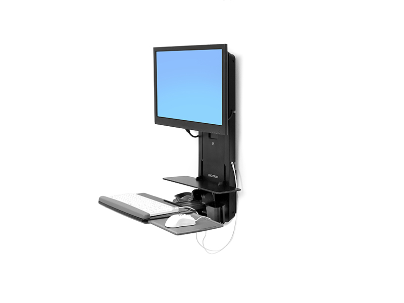 Ergotron StyleView Sitz-Steh Vertical Lift schwarz (61-080-085), schwenkbare Ablagen Ergotron StyleView Sitz-Steh Vertical Lift schwarz (61-080-085), schwenkbare Ablagen