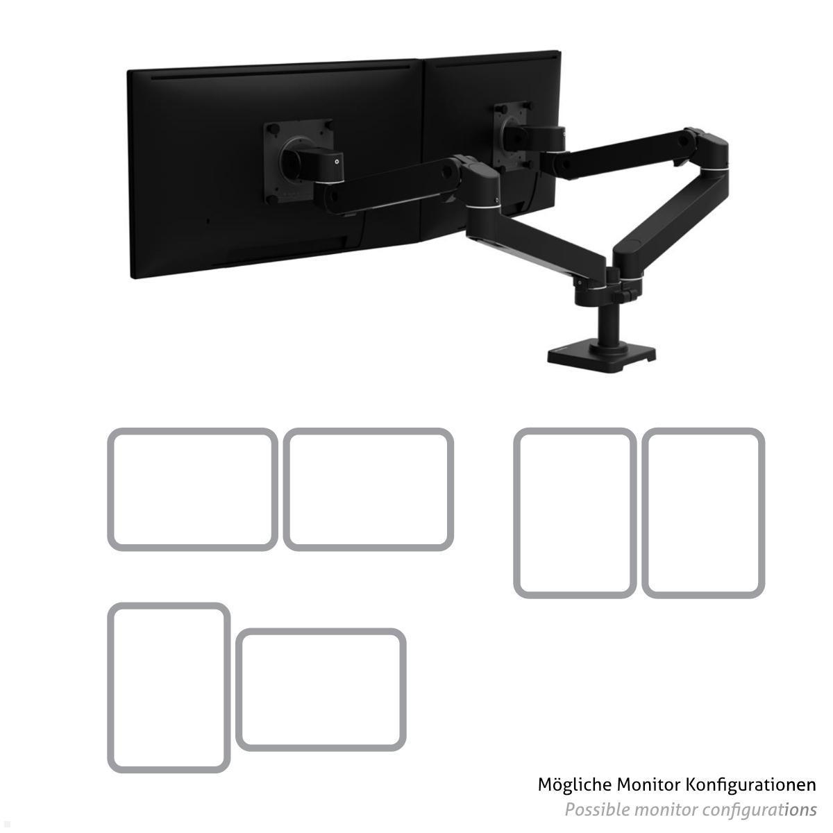 Ergotron LX Pro Dual Monitorhalter bis 27 Zoll side by side (45-686-292), schwarz, Monitor Konfigurationen