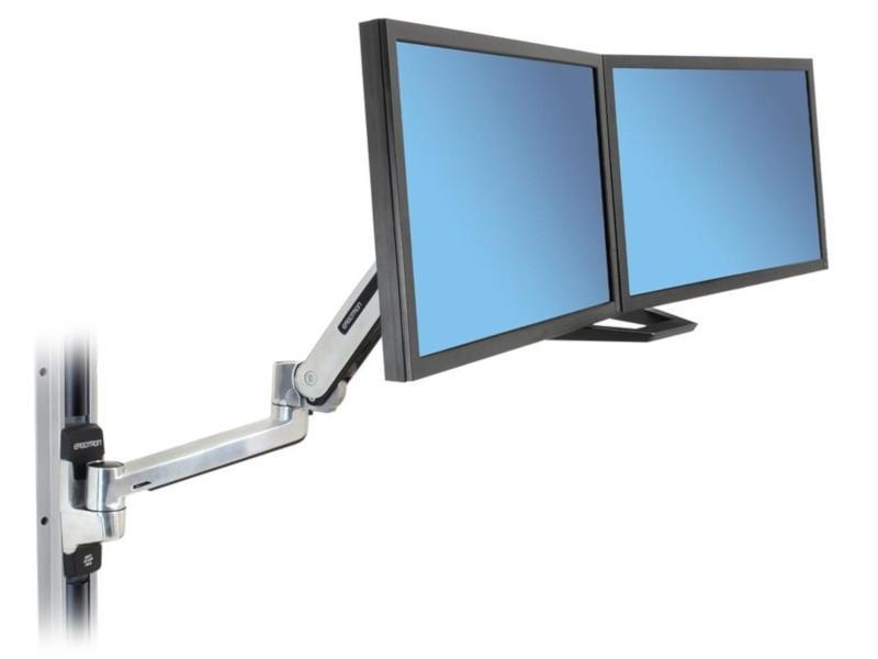 Ergotron LX HD Steh-Sitz Wandhalterung für 2 Monitore mit Justiergriff