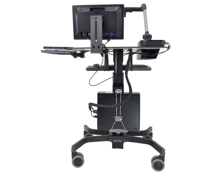 Ergotron TeachWell Steh Sitz Tisch mit Ablage und Rollen (24-220-055), Rückansicht Ergotron TeachWell Steh Sitz Tisch mit Ablage und Rollen (24-220-055), Rückansicht