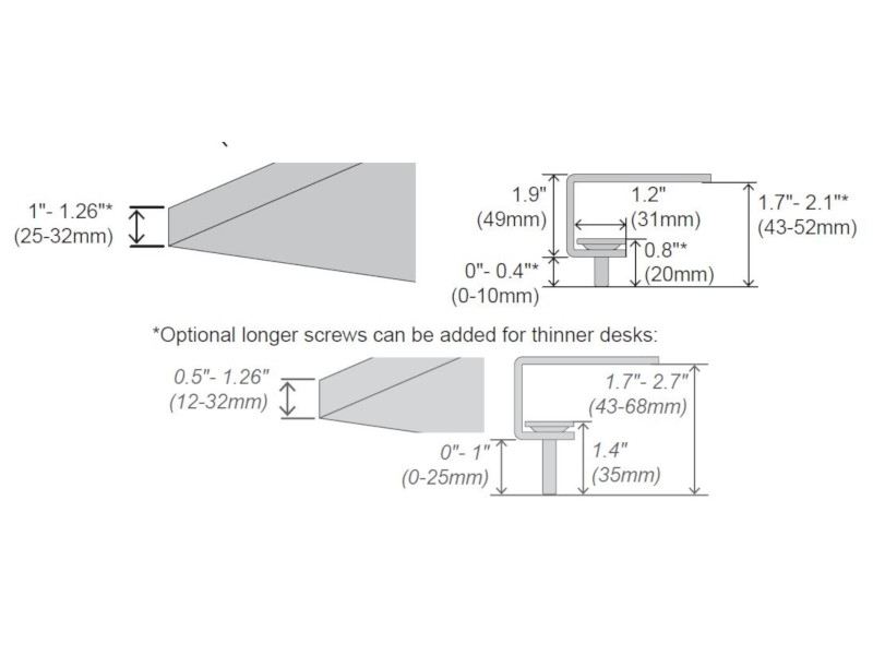 Ergotron Zubehör Tischklemme für LX Arme (98-083) Maße