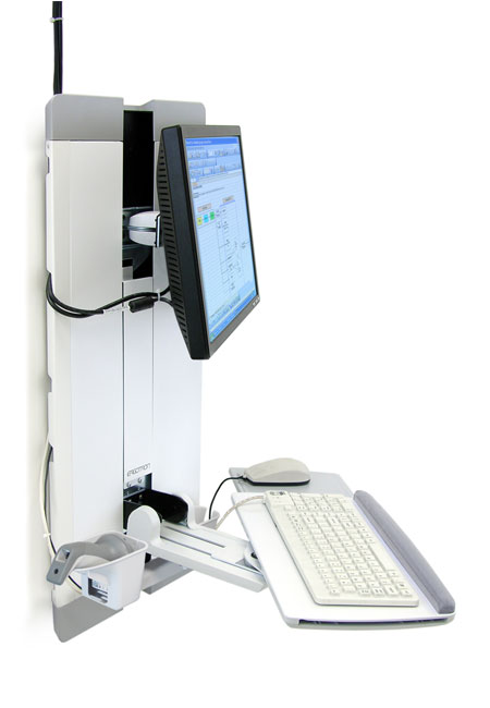Ergotron StyleView Vertical Lift Tastaturablage, Seitenansicht Ergotron StyleView Vertical Lift Tastaturablage, Seitenansicht