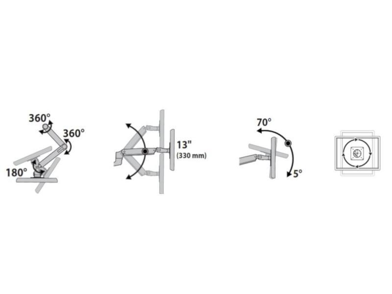Ergotron LX Arm Monitor Tischhalterung mit C-Klemme (45-503-216) Funktionen Ergotron LX Arm Monitor Tischhalterung mit C-Klemme (45-503-216) Funktionen