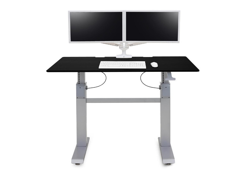 Ergotron WorkFit-DL 60 mobiler Sitz-Steh-Arbeitsplatz schwarz (24-568-F03) mit Monitorhalterung
