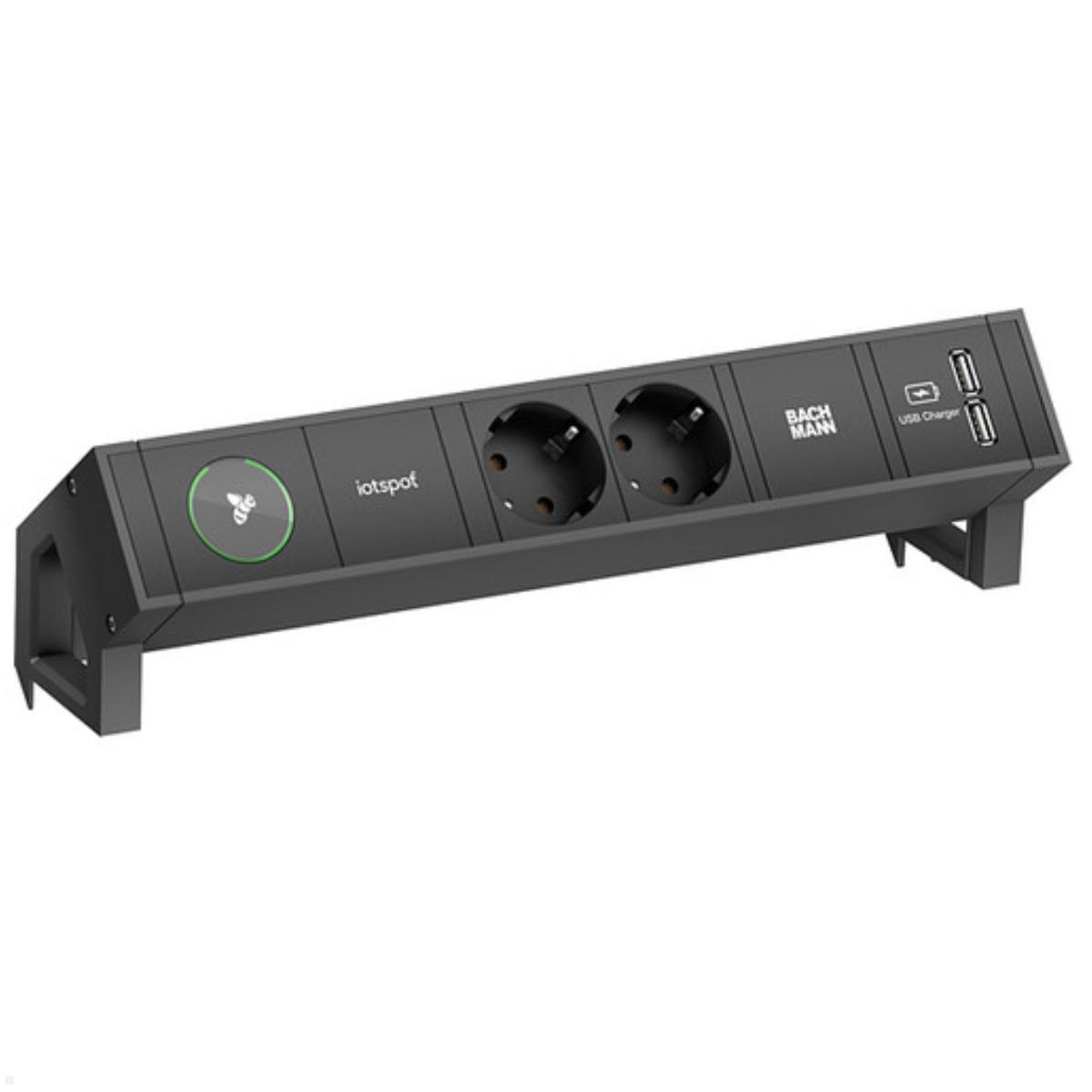 Bachmann Desk 2 - 2x Steckdose mit iotspot, USB-Charger A/A, schwarz (902.800)
