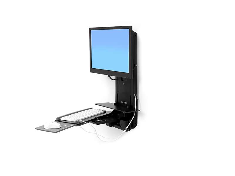 Ergotron StyleView Sitz-Steh Vertical Lift schwarz (61-080-085), schwenkbare Ablagen Ergotron StyleView Sitz-Steh Vertical Lift schwarz (61-080-085), schwenkbare Ablagen