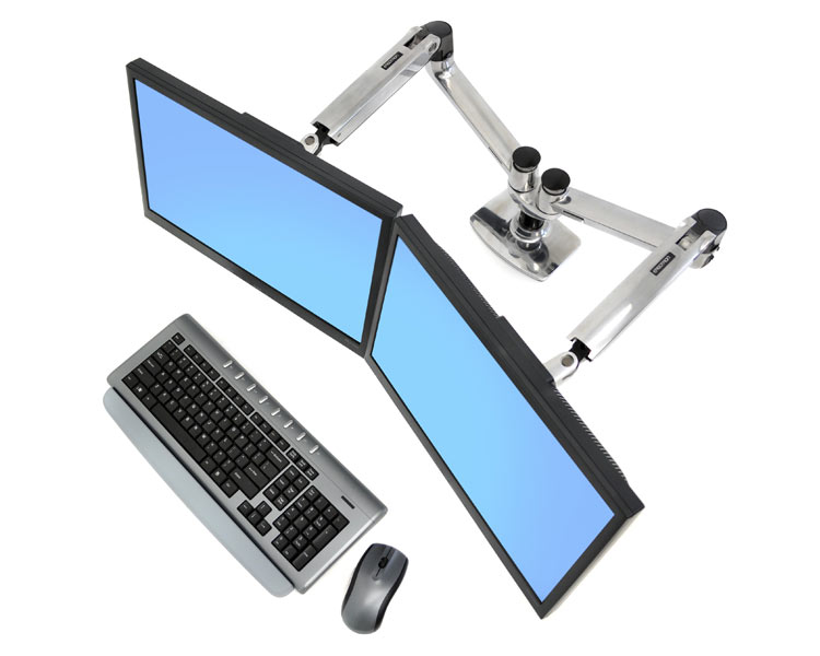 Ergotron LX Dual Tischhalterung für 2 Monitore nebeneinander (45-245-026) schwenkbar
