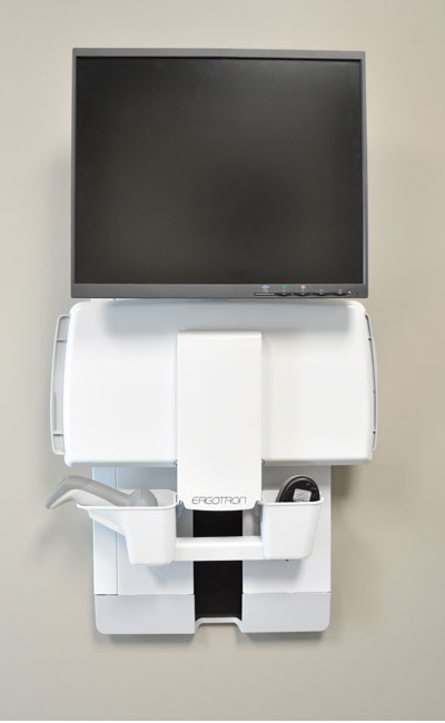 Ergotron StyleView Vertical Lift Monitor Wandhalterung höhenverstellbar schwarz (60-609-195), Draufsicht weg geklappt Ergotron StyleView Vertical Lift Monitor Wandhalterung höhenverstellbar schwarz (60-609-195), Draufsicht weg geklappt