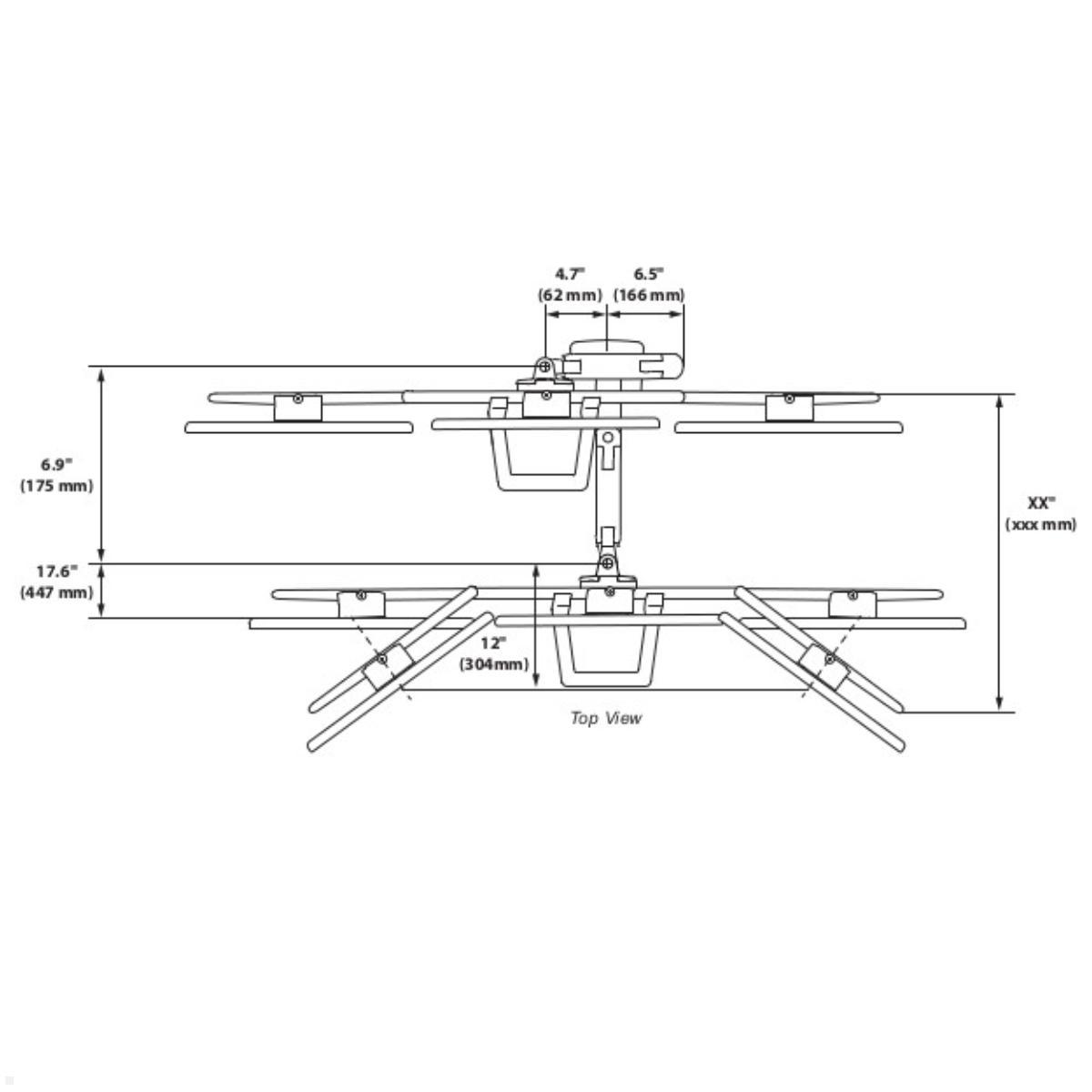 Ergotron HX Arm Monitorhalterung für 3 Monitore schwarz (45-009-003), Maße