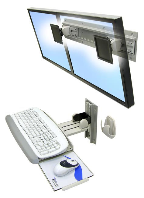 Ergotron 28-514-800 Neo-Flex Monitor Dual Wandhalterung mit Tastaurhalter Ergotron 28-514-800 Neo-Flex Monitor Dual Wandhalterung mit Tastaurhalter