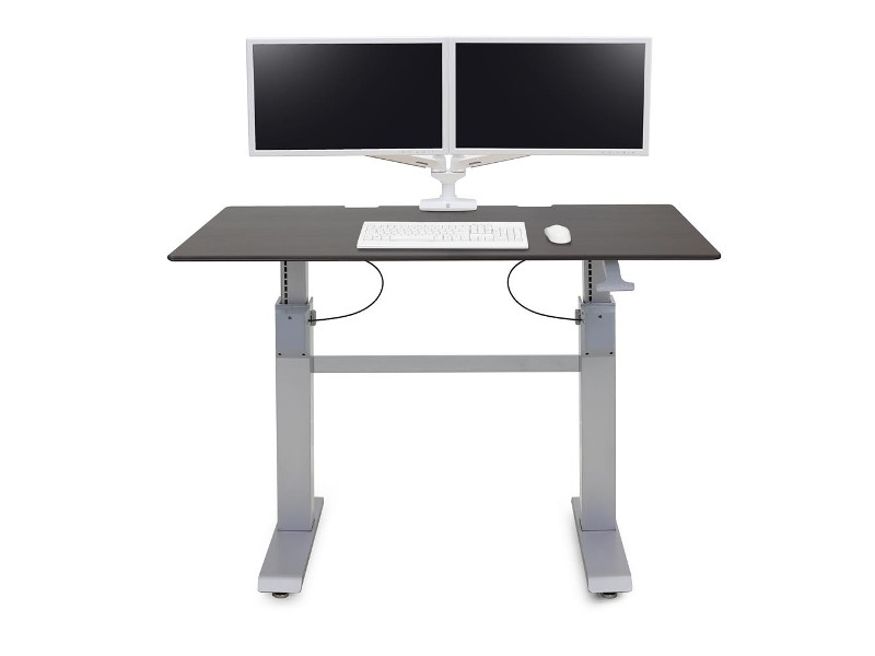 Ergotron WorkFit-DL 60 mobiler Sitz-Steh-Arbeitsplatz Nussbaum (24-568-F59) mit Monitorhalterung